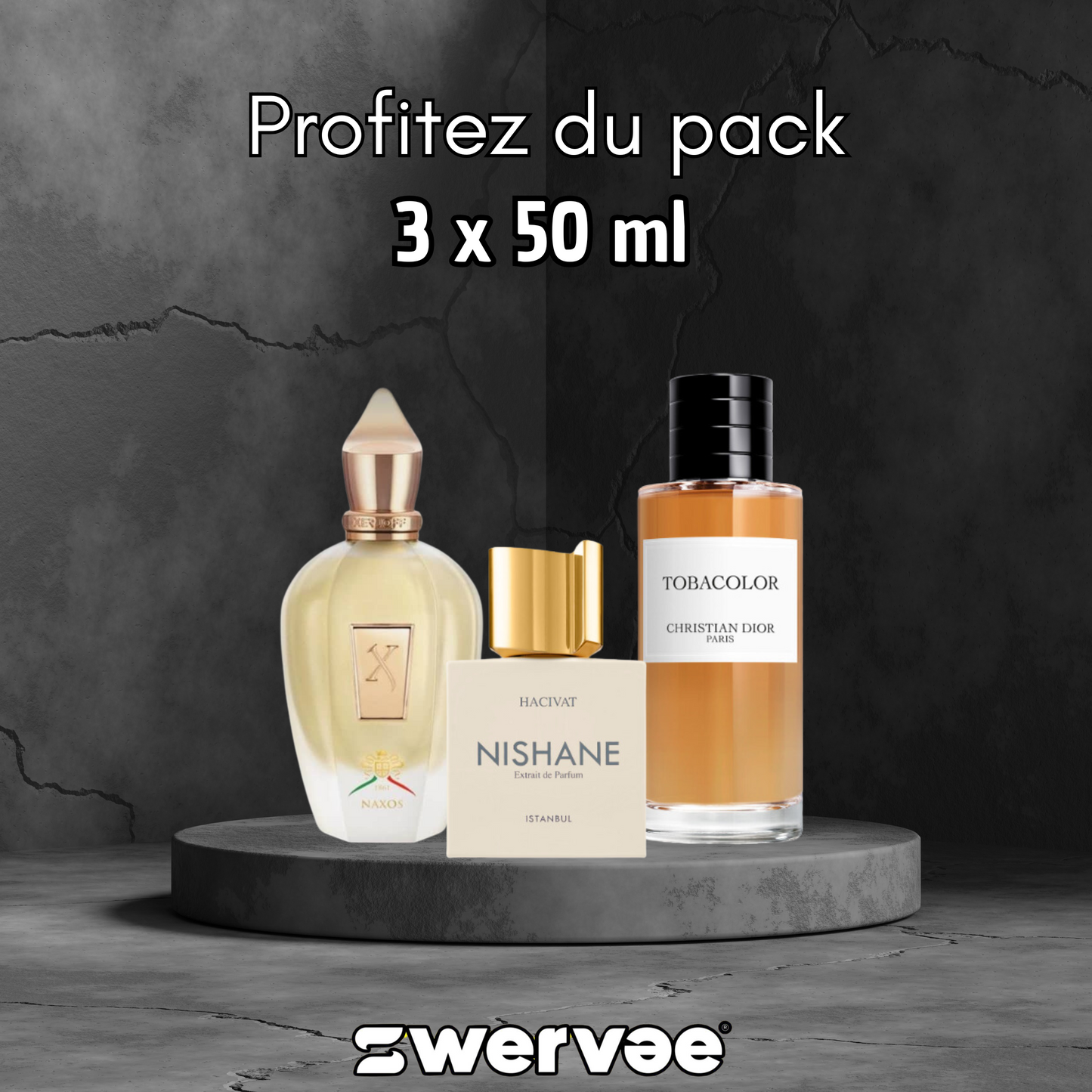 3= Nishane Hacivat + Xerjoff Naxos+ Tobacolor Dior (Pack 50ml+50ml+ 50ml)