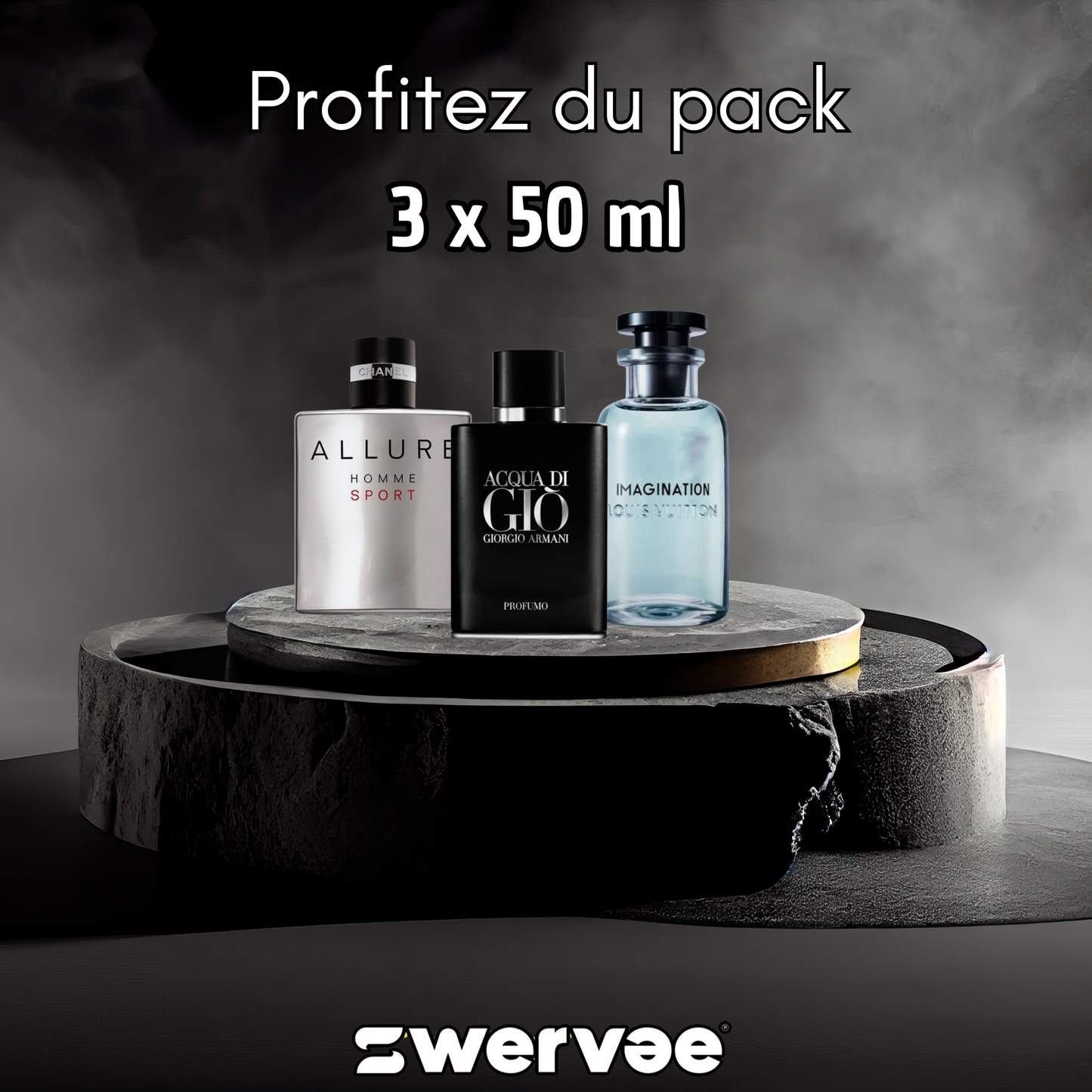 3=Aqua Di Gio Profumo + Chanel Allure Sport Homme + Louis Vuitton Imagination (Pack 50ml+50ml+ 50ml)