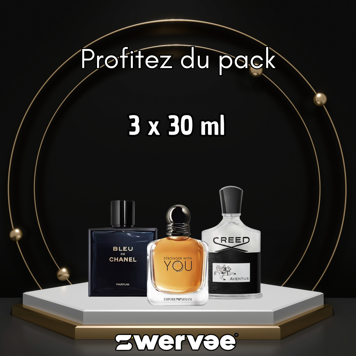 3= Armani Stronger With YOU+ Bleu De Chanel+ Creed Adventus (Pack 30ml+30ml+30ml)