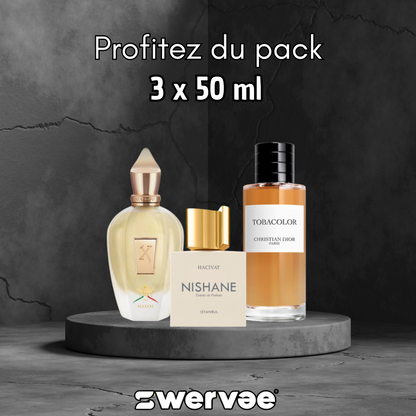 3=  Nishane Hacivat +  Xerjoff Naxos+  Tobacolor Dior    (Pack 50ml+50ml+ 50ml)