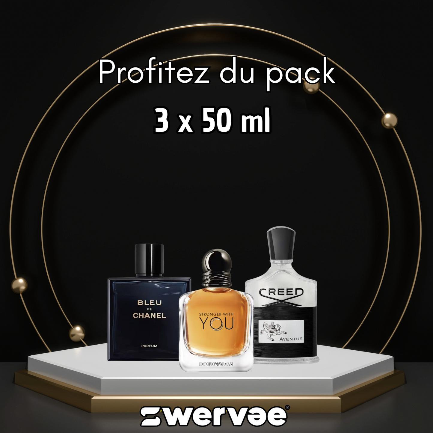 3= Armani Stronger With YOU+ Bleu De Chanel+ Creed Adventus (Pack 50ml+50ml+ 50ml)