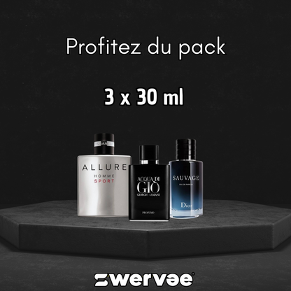 3= Dior Sauvage+ Aqua Di Gio Profumo+ Chanel Allure Sport Homme (Pack 30ml+30ml+30ml)