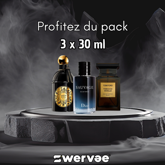 3=Tom Ford Tobacco Vanille + Santal Royal Guerlain + Dior Sauvage Élixir  (Pack 30ml+30ml+30ml)