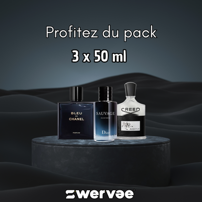 3=Dior Sauvage + Bleu De Chanel + Creed Aventus(Pack 50ml+50ml+ 50ml)