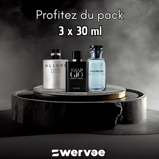 3= Aqua Di Gio Profumo + Chanel Allure Sport Homme + Louis Vuitton Imagination  (Pack 30ml+30ml+30ml)