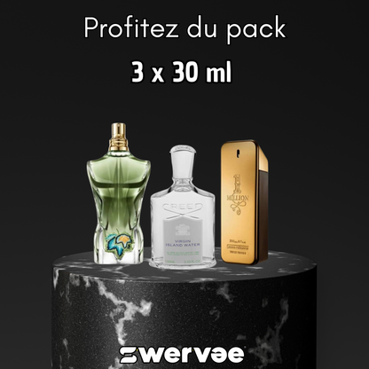 3= Jean Paul Gaultier Le Beau Paradise Garden + Versace Eros + Paco Rabanne 1 Million X Pac-Man  (Pack 30ml+30ml+30ml)