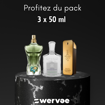 3= Jean Paul Gaultier Le Beau Paradise Garden + Versace Eros + Paco Rabanne 1 Million X Pac-Man  (Pack 50ml+50ml+ 50ml)