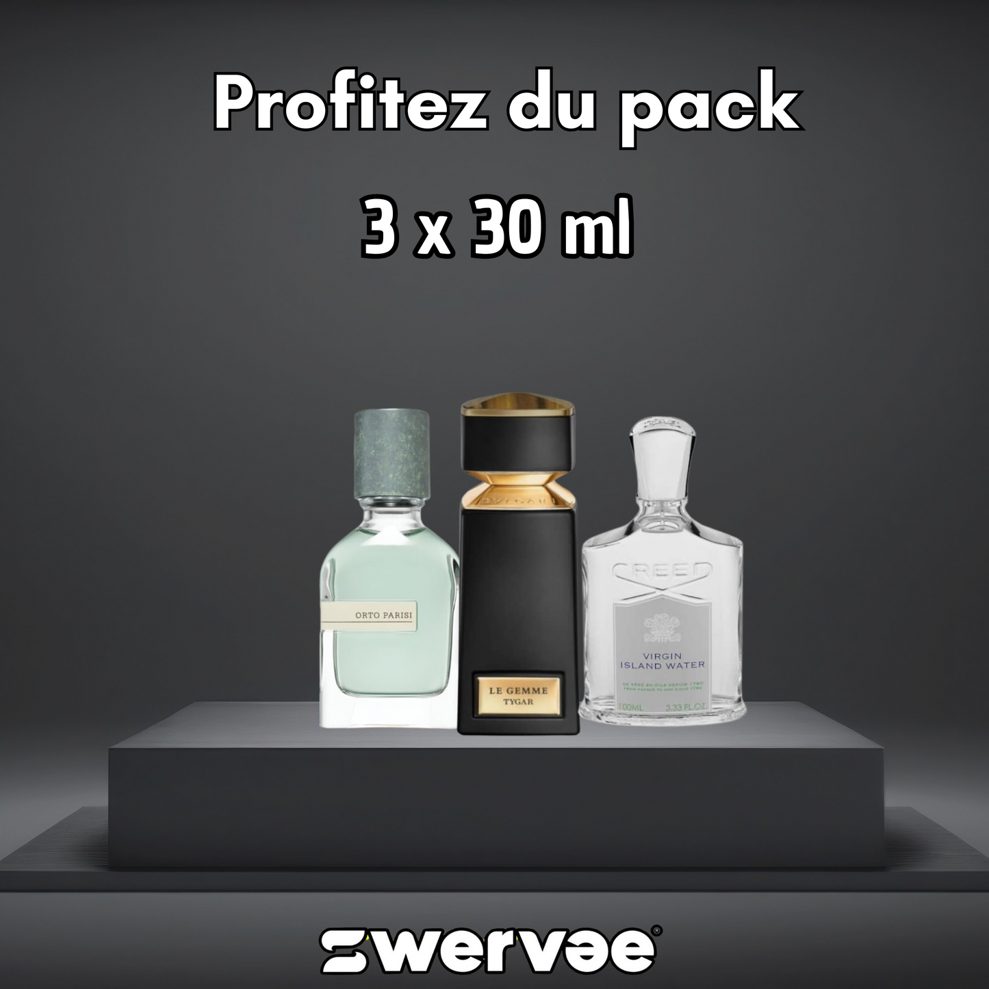 3= CREED Virgin Island Water +  Orto Parisi Megamare +  BVLGARI Tygar  (Pack 30ml+30ml+30ml)