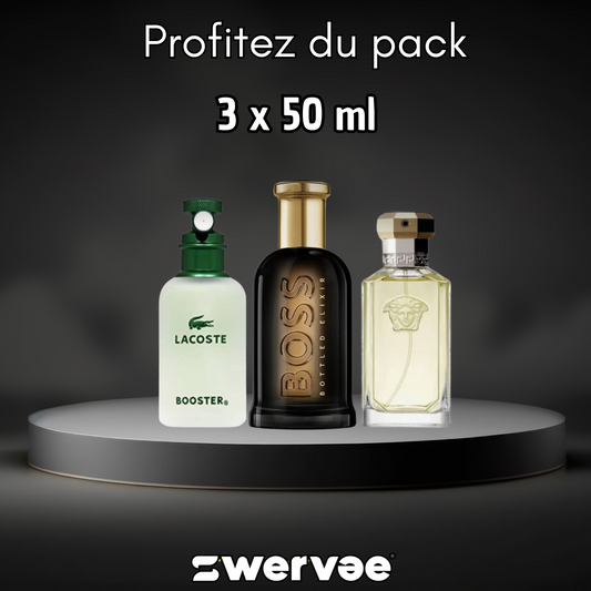 3=  Lacoste Booster + Versace Dreamer + Boss Élixir   (Pack 50ml+50ml+ 50ml)