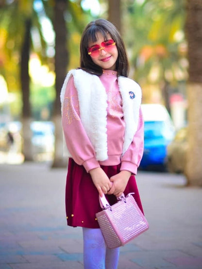 Fourrure Rose Ensemble Fillette