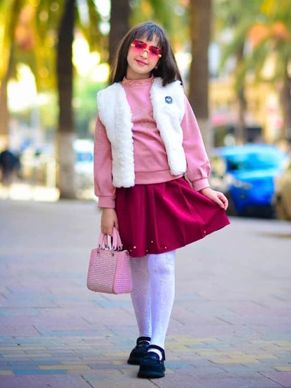 Fourrure Rose Ensemble Fillette