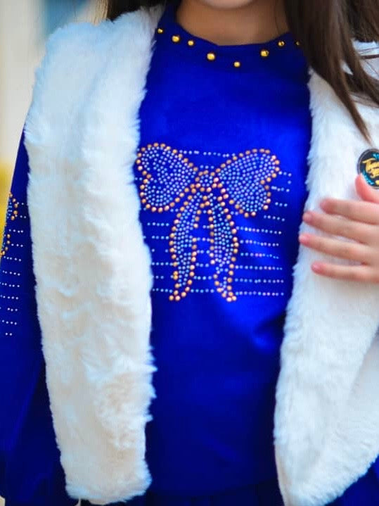 Fourrure Bleu Ensemble Fillette