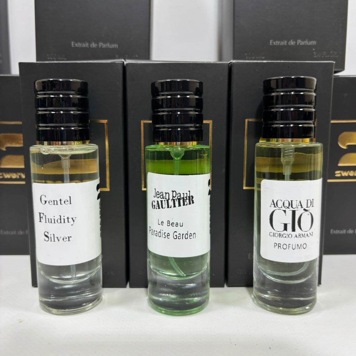 Fluidity Silver + JPG Le Beau Paradise Garden + AQUA DI GIO PROFUMO (Pack 90ml)
