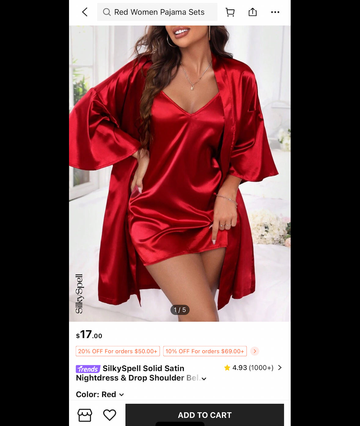 Red Satin Nightdress (SHEIN)