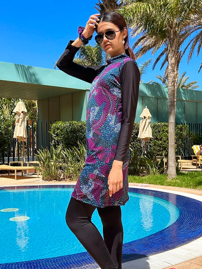 Burkini Mosaic Noir 4 Pièces SWERVEE Original