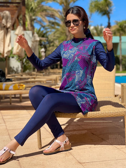 Burkini Mosaic Bleu 4 Pièces SWERVEE Original