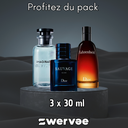 3= LV Imagination + Sauvage Élixir + Fahrenheit (Pack 30ml+30ml+30ml)