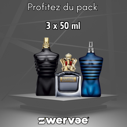 3= JPG Ultra Mâle + Le Mâle Élixir + Scandal Homme (Pack 50ml+50ml+50ml)