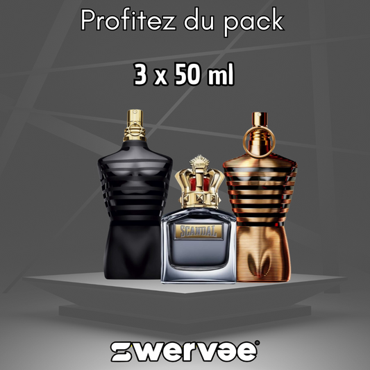 3= JPG Ultra Mâle + Le Mâle Élixir + Scandal Homme (Pack (50ml+50ml+ 50ml)